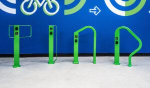 green e-bike charging racks