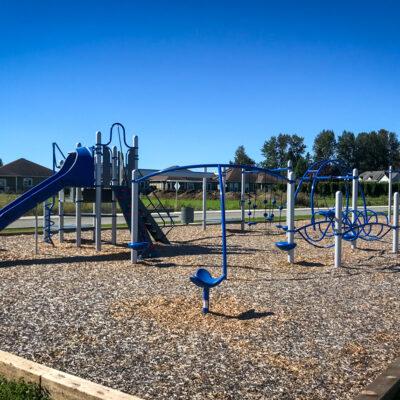 Blue & Silver (Light gray) playground on engineered wood fibre surfacing