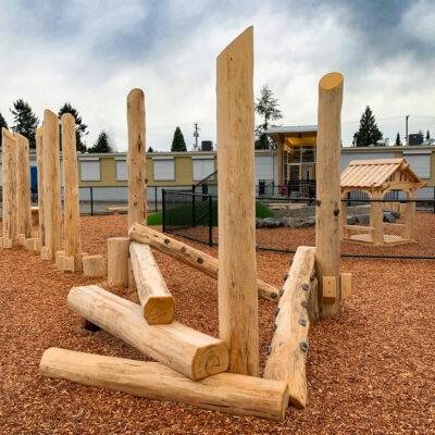 natural custom playground space with engineered wood fibre (EWF) surfacing