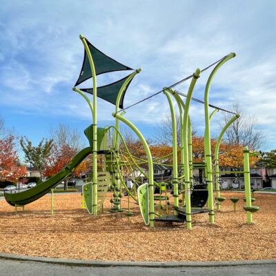 green playground custom tree tops on engineered wood fibre (EWF) surfacing